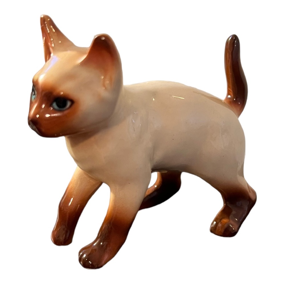 Vintage Mid-Century Siamese Playful Cat Figurine